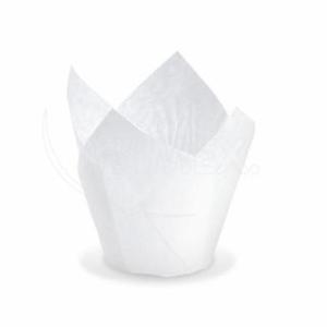 Tulipánový cukrářský košík bílý ⌀50x85mm/16x16cm -100ks